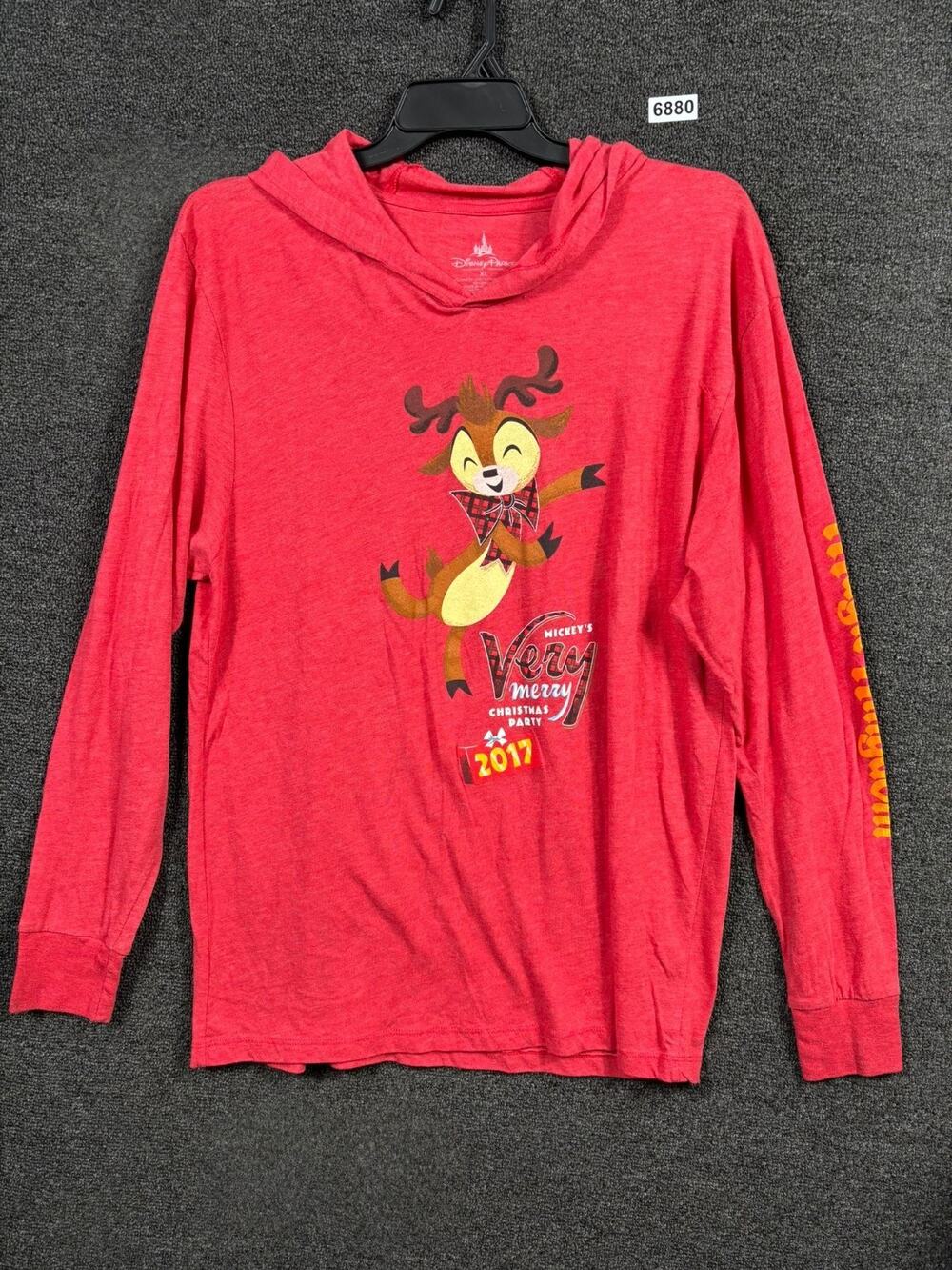 Disney Parks 2017 Mickey's Very Merry Christmas Party Red Pullover Hoodie Sz XL